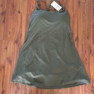 NWT Halara cloudful olive sports dress with shorts Chris cross back dress skort